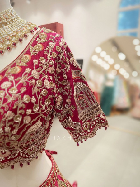 Veloria Red Bridal Lehenga with Zari and Sequin Work