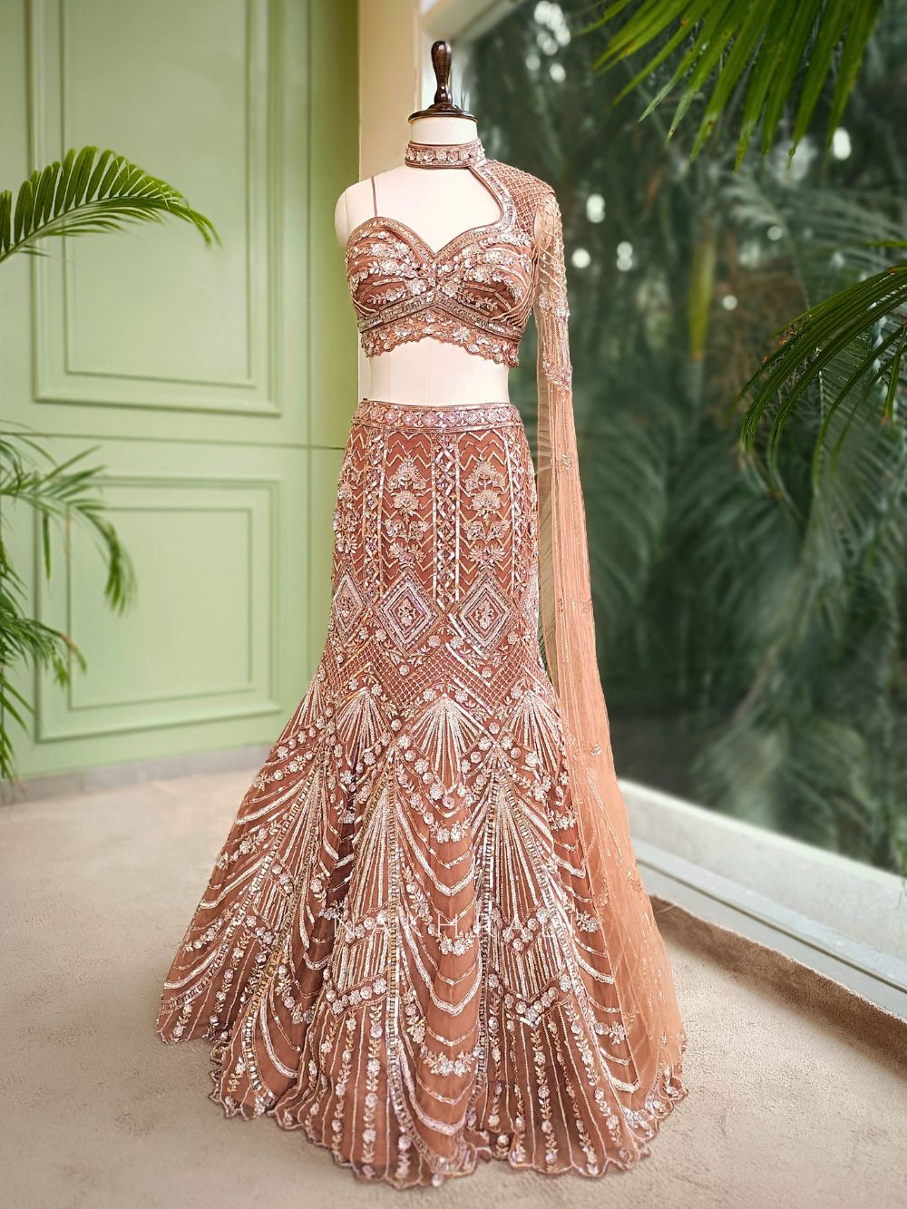 modern indo western dress for women Modern Muse Edit - Dusty Mauve Indo Western Embroidered Gown