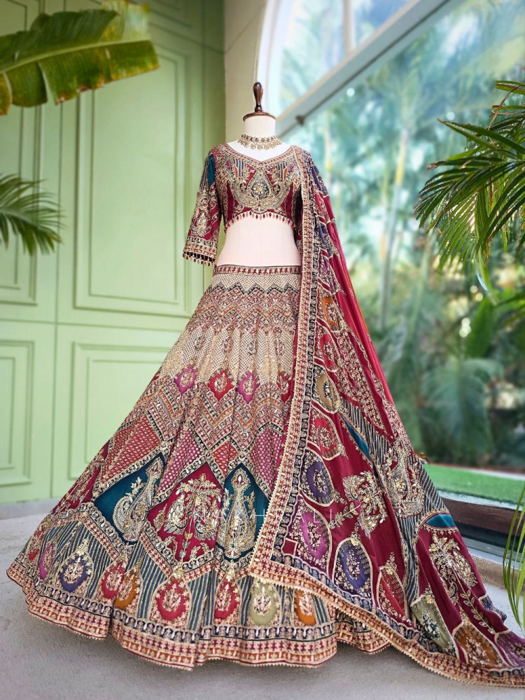 Image of Milan Multicolor Lehenga With Zardozi, Dori, Resham &amp; Mirror Embroidery