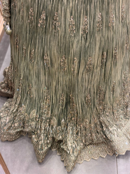 Cressida Green Shimmer Tissue Indo-Western Lehenga