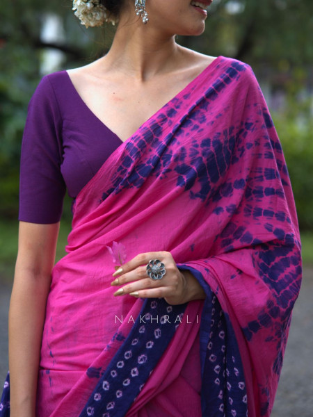 Riva Purple & Pink Tie-Dye Saree