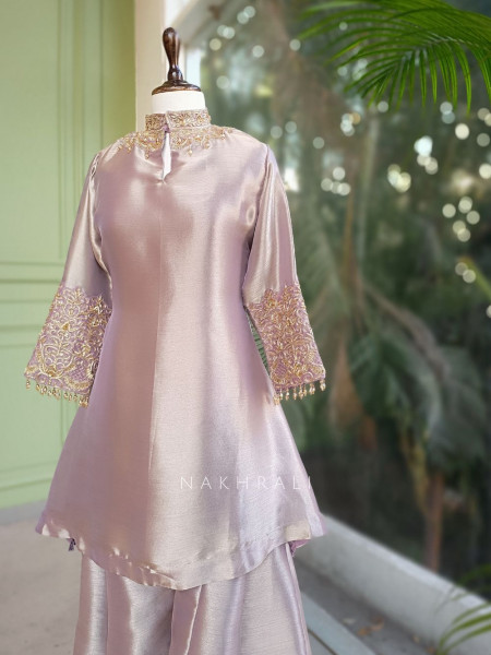 Roselle Purple Zari & Sequin Kurta Palazzo Set