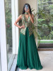 Jashn-e-Malhar  Green Brocade Silk Indo-Western Palazzo Set