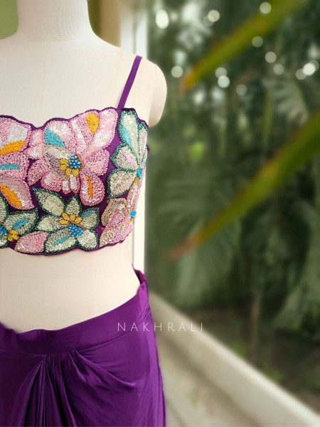 Viola Bloom Sequin Embroidered Dhoti Skirt Set