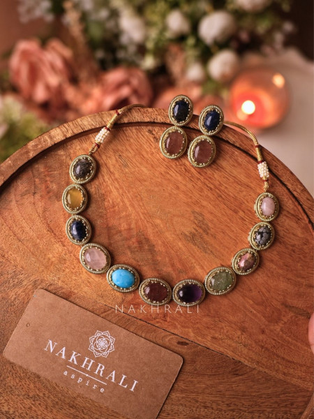 Iyla Mosaic multicolor Stone Necklace Set