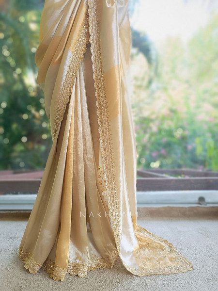 Aakarshana Golden Saree with Embroidered Border