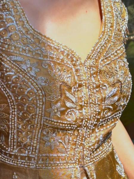 Tejasvi Golden Sequin Beaded Suit Set