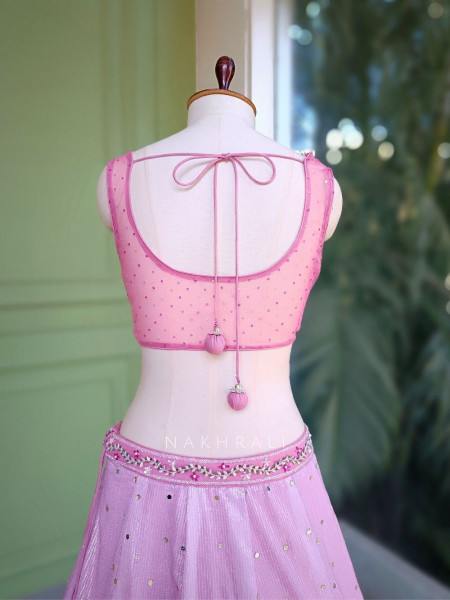 Peony Pink Floral Sequin Beaded Blouse