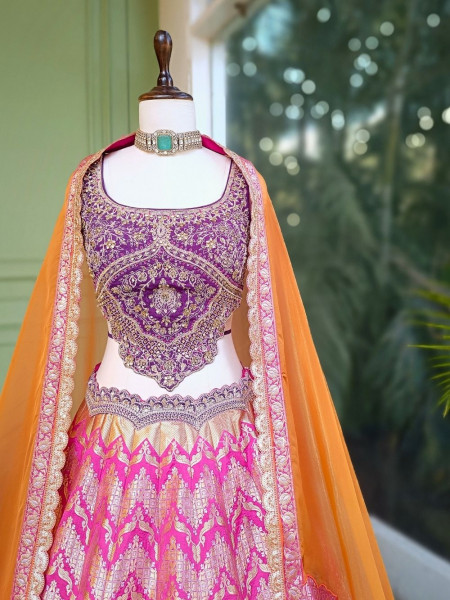 Regalia Magenta Lehenga Set with Zari Sequin Work