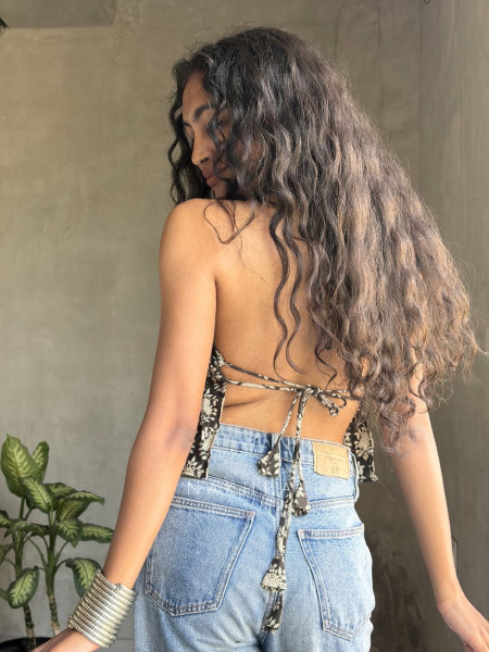 Verelle Rouge Black Printed Crop Top