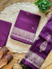 Elegant Woven Border Wine Color Dress Material