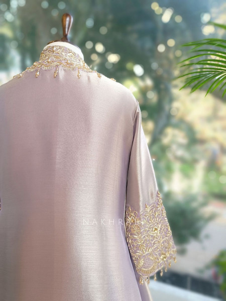 Roselle Purple Zari & Sequin Kurta Palazzo Set