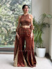 Nazneen Brown Velvet Indo-Western Crop Top Palazzo