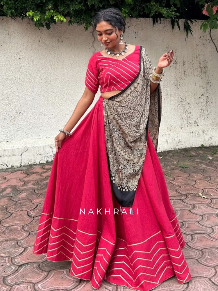 Image of Kritiva Pink Pure Cotton Lehenga Choli