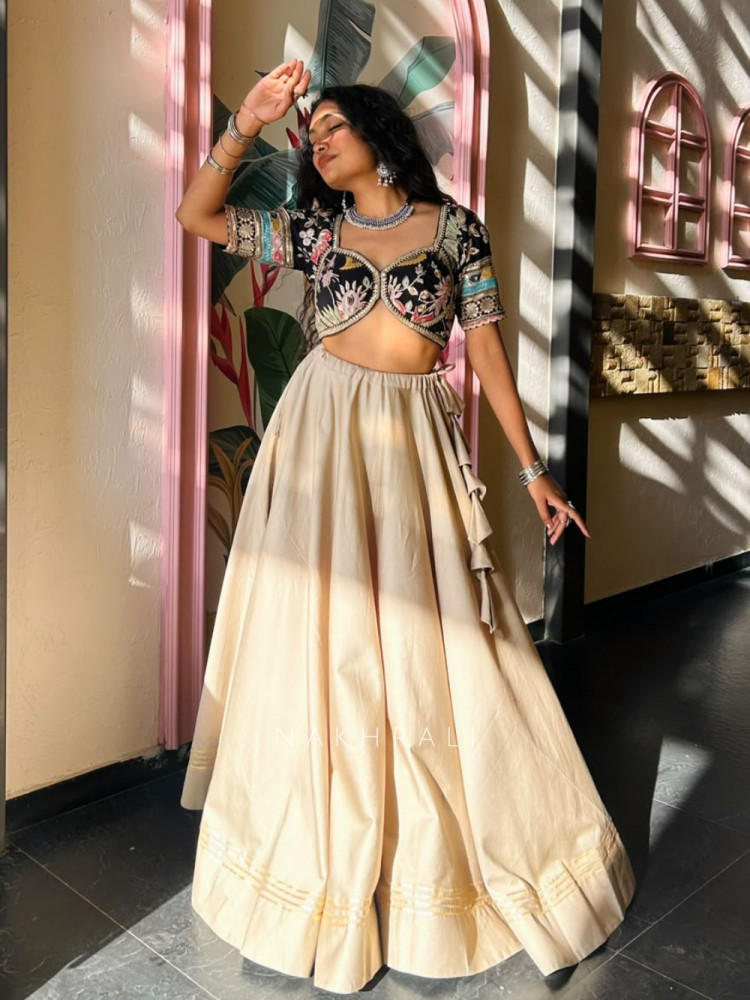 Image of Floretta Cream Flared Skirt