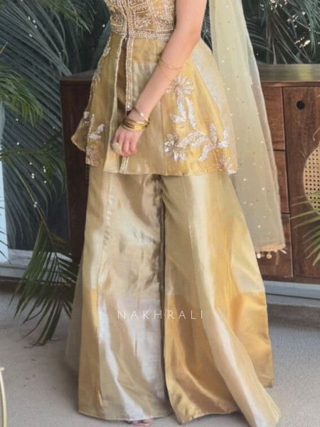 Tejasvi Golden Sequin Beaded Suit Set