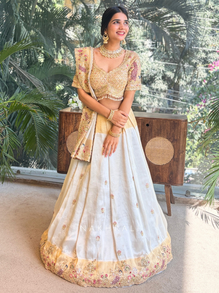 Image of Aarini Golden Silk Saree with Embroidered Readymade Blouse