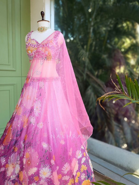 Peony Pink Floral Sequin Beaded Blouse