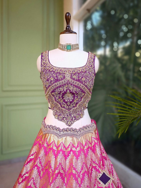 Regalia Magenta Lehenga Set with Zari Sequin Work