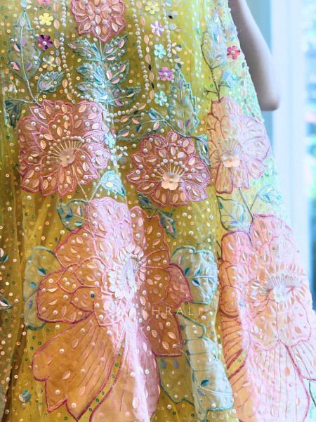 Evara Yellow Sequin & Bead Embellished Lehenga Set