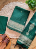 Elegant Woven Border Green Color Dress Material