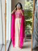 Aria Tulip Magenta Georgette Crop Top Dhoti Skirt Set with Cape Jacket