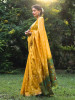 Mayur Mehendi Green Chanderi Saree with Floral Ikat Print