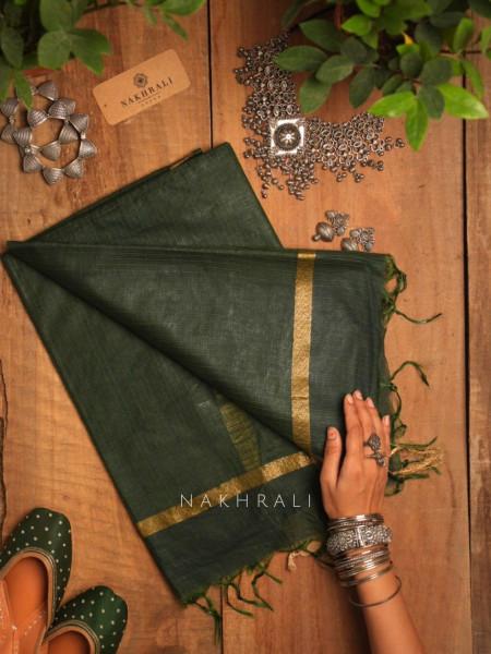 Malini Green Kota Doria Saree