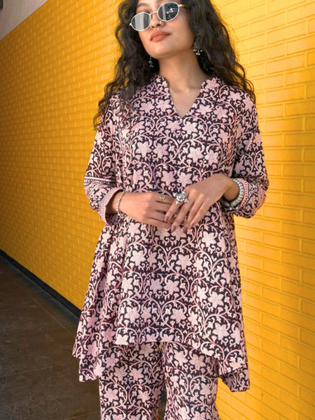 Tulip Black Cotton Co-ord Set