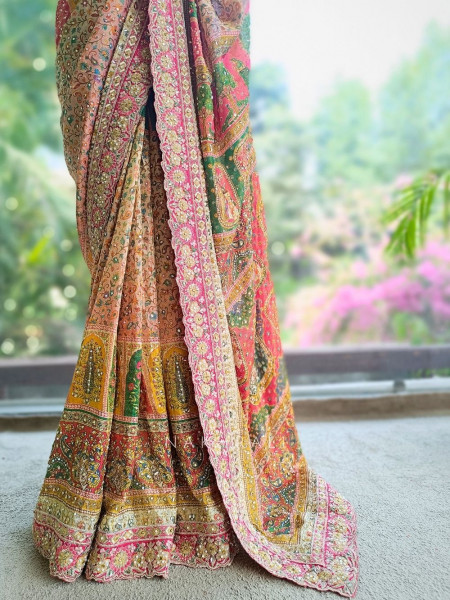 Marvella Multicolor Printed Saree with Sequin Work