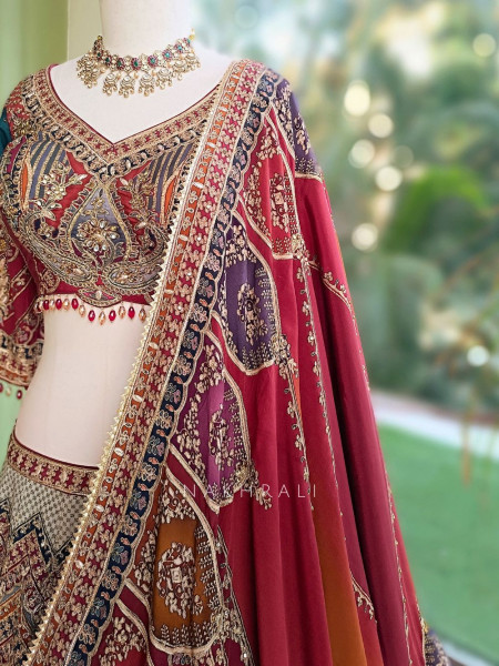 Milan Multicolor Lehenga With Zardozi, Dori, Resham & Mirror Embroidery