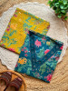 Gulmohar Blue Cotton Dress Material with Mirror Work