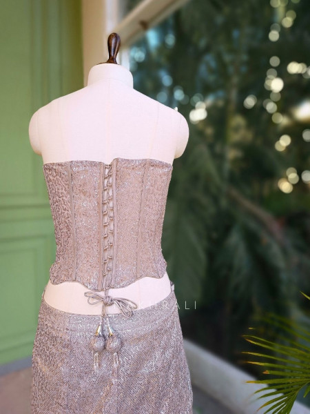 Averin Grey Mermaid Lehenga with Sequin and Cut Dana Work