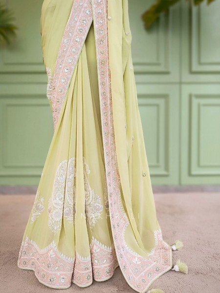Apsara Scallop Embroidered Saree With Running Blouse