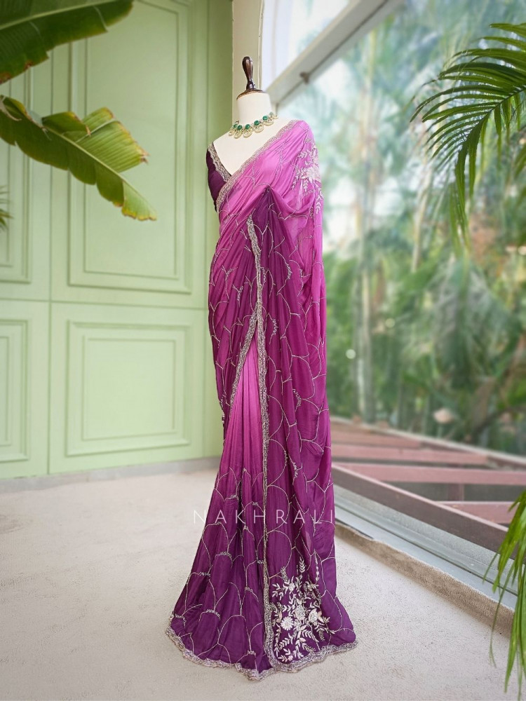Image of Twilight Mirage Wine Saree with Running Blouse Piece