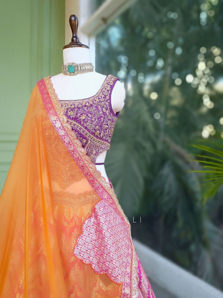 Regalia Magenta Lehenga Set with Zari Sequin Work