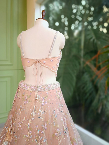 Aurelia Gold Net Lehenga with Beads & Sequin Embroidery