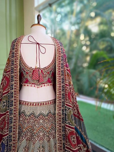 Milan Multicolor Lehenga With Zardozi, Dori, Resham & Mirror Embroidery