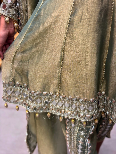 Amaya Green Dhoti Kurta Set with Mirror and Gota Patti Work