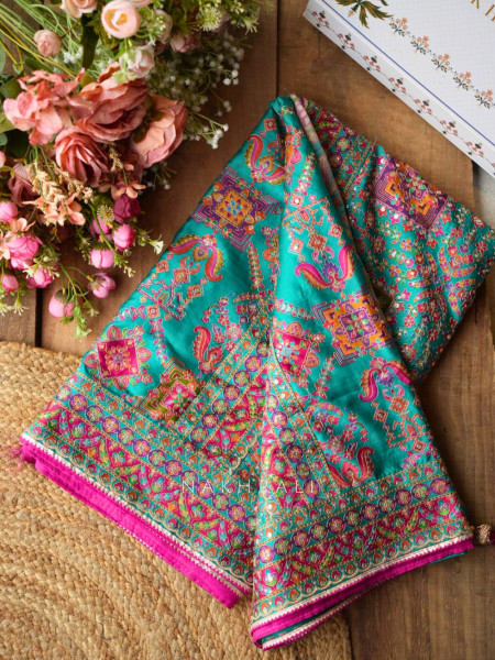 Rukmini Green Saree with Readymade Blouse