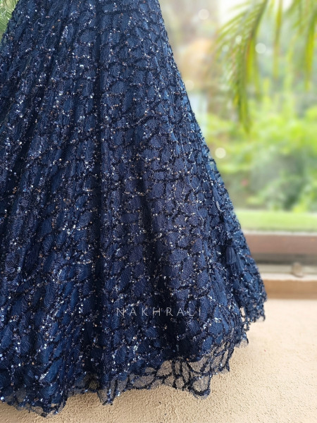 Koa Midnight Blue Indo-Western Lehenga
