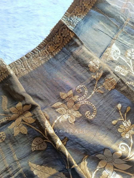 Noorline Glow Black Semi-stitched Dress Material with Sequin and Cut Dana Work