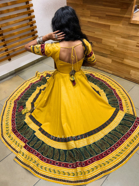 Raasvati Yellow Pure Cotton Navratri Lehenga Choli