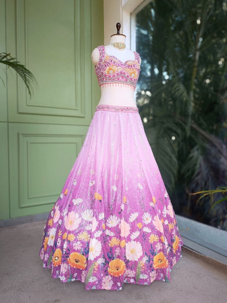 Peony Pink Floral Sequin Beaded Blouse