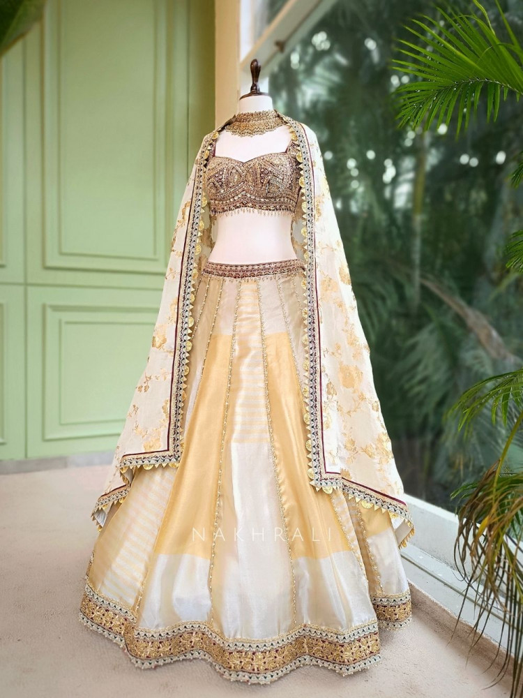 Image of Kanakriti Golden Gota Mirror Work Lehenga