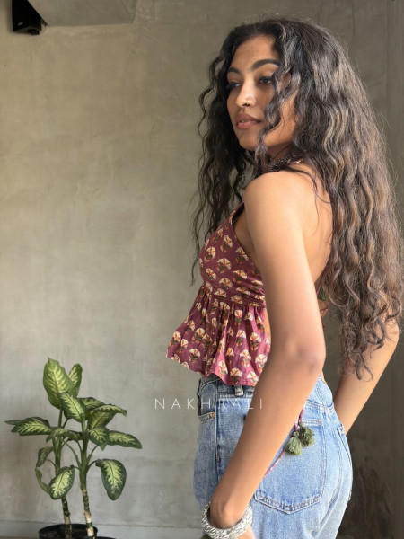 Tierra Flare purple Printed Crop Top