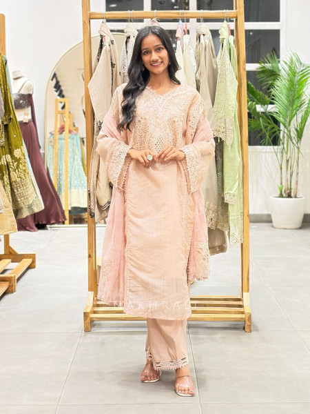 Avelin Cutwork Embellished Suit Set