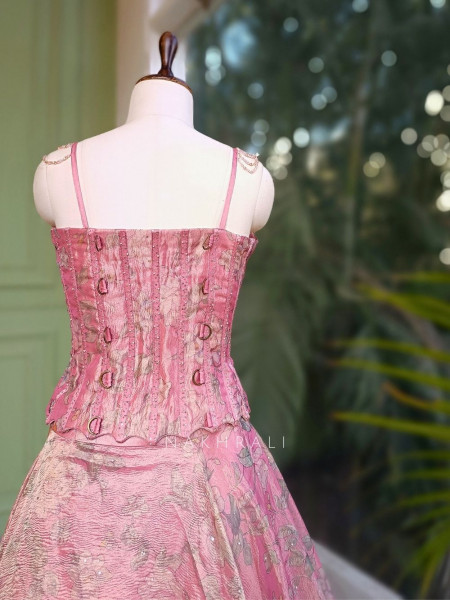Rosabelle Pink Floral Lehenga Set with Embellished Corset