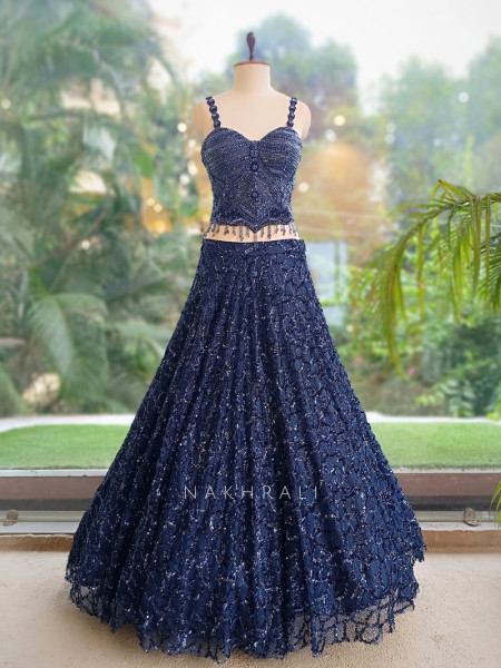 Koa Midnight Blue Indo-Western Lehenga