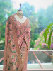 Siya Peach Floral Embroidered Saree with Readymade Blouse
